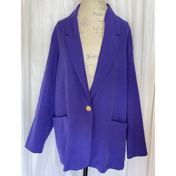 Sellecca Jackets & Blazers - Vintage Sellecca Purple Linen One-Button Oversized Blazer Size: 10/Large